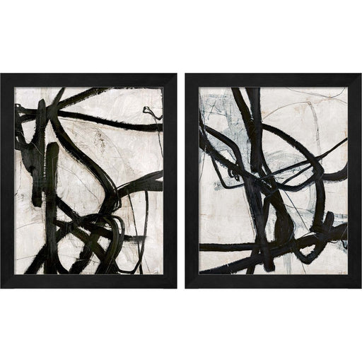 Graphical Lines by Design Fabrikken, 2 Piece Black Framed Art Set