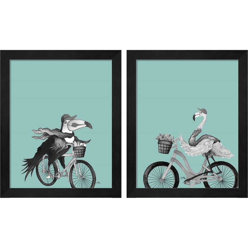 What a Wild Ride on Teal by Elizabeth Medley, 2 Piece Black Framed Art Set
