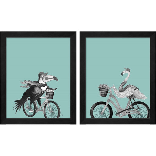 What a Wild Ride on Teal by Elizabeth Medley, 2 Piece Black Framed Art Set