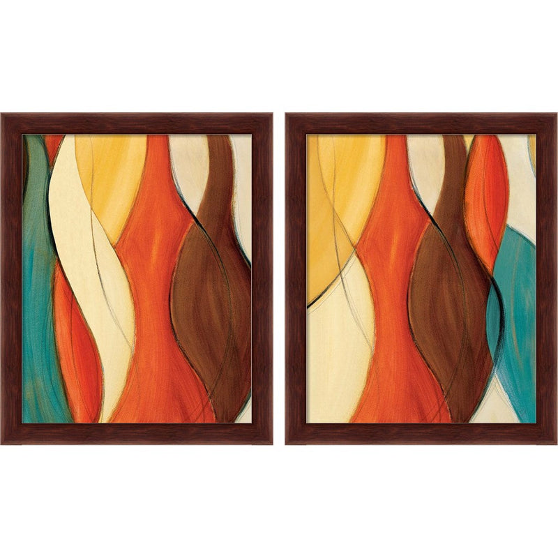 Orange Coalescence by Lanie Loreth, 2 Piece Brown Framed Art Set