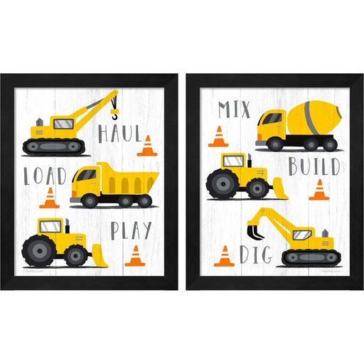 Haul, Load, Play & Mix, Build, Dig by Elizabeth Tyndall, 2 Piece Black Framed Art Set