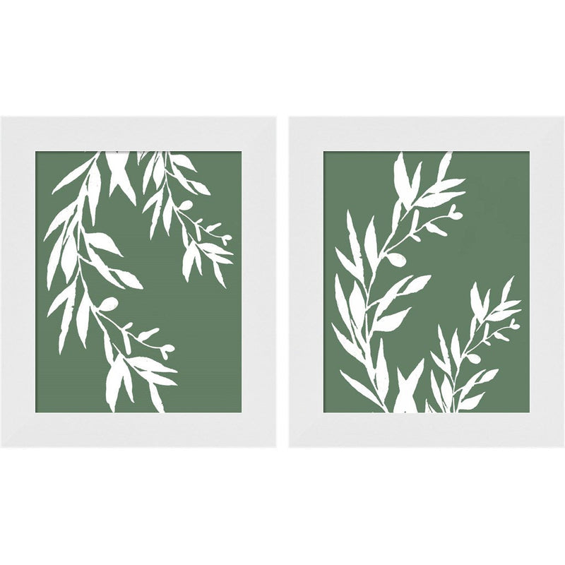 Leaves by Elizabeth Tyndall, 2 Piece White Framed Art Set