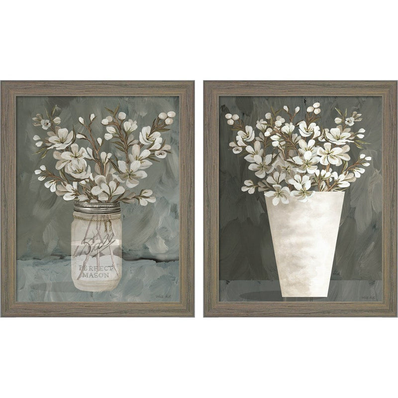 Spring Blooms by Cindy Jacobs, 2 Piece Rustic Gray Framed Art Set