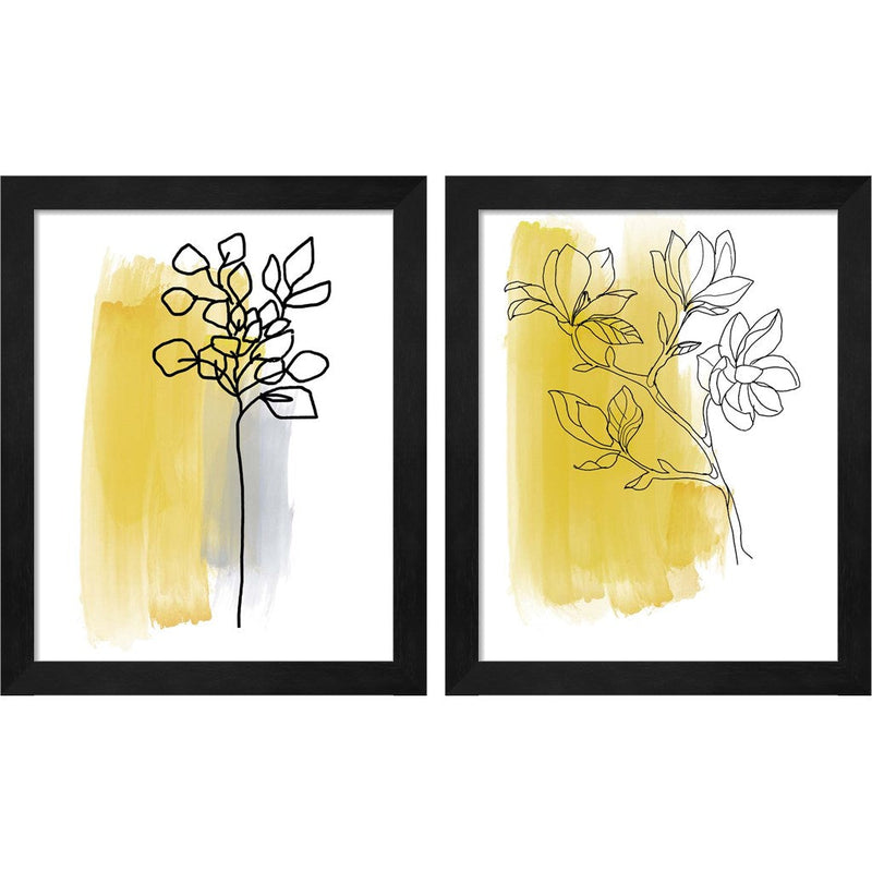 Botanique en Gris by Bronwyn Baker, 2 Piece Black Framed Art Set