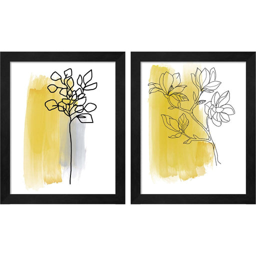 Botanique en Gris by Bronwyn Baker, 2 Piece Black Framed Art Set