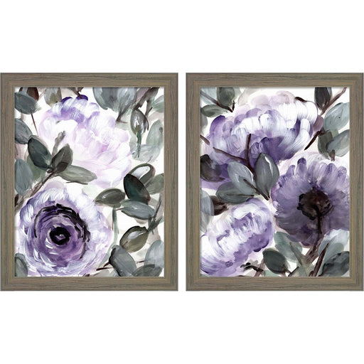 Farmhouse Bush Purple by Marcy Chapman, 2 Piece Rustic Gray Framed Art Set
