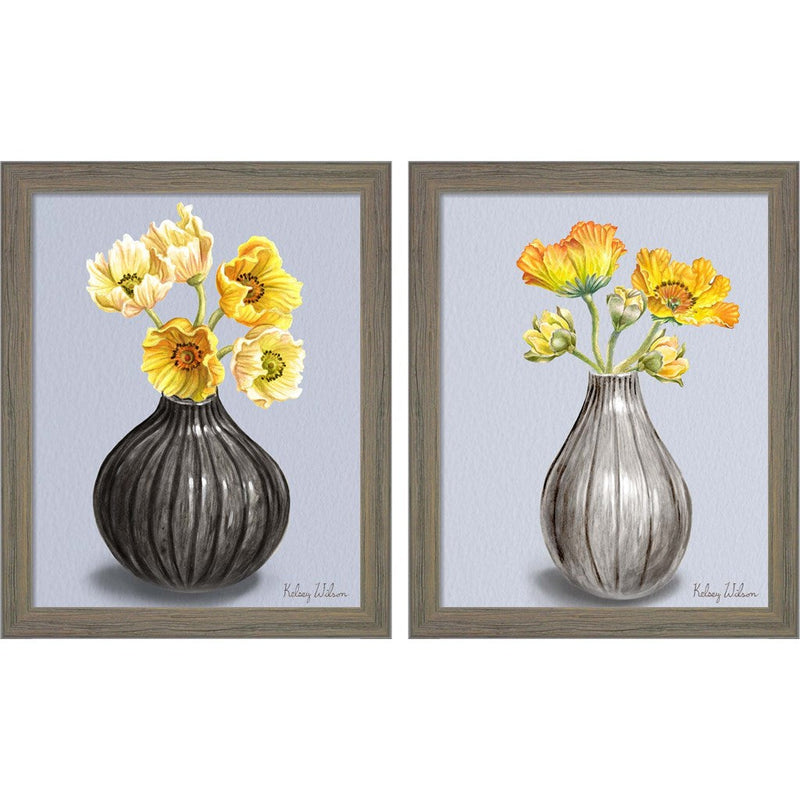 Poppies in Vase by Kelsey Wilson, 2 Piece Rustic Gray Framed Art Set
