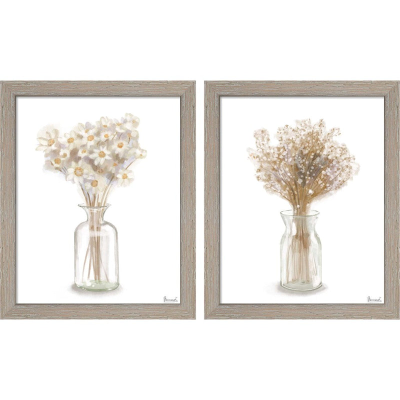 Dried Flower by Bannarot, 2 Piece Rustic White Framed Art Set