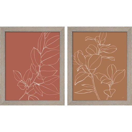 Warm Magnolia Branch by Karyn Panganiban, 2 Piece Rustic White Framed Art Set