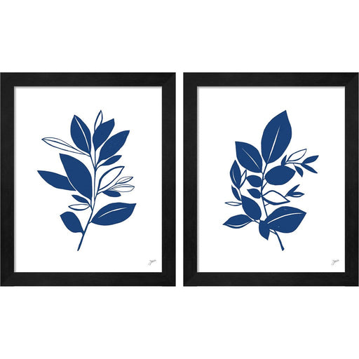 Bay Leaves Blue by Karyn Panganiban, 2 Piece Black Framed Art Set