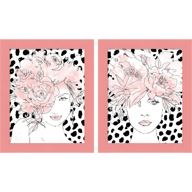 Floral Figures Blush by Anne Tavoletti, 2 Piece Pink Framed Art Set