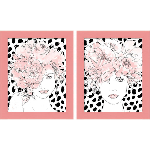 Floral Figures Blush by Anne Tavoletti, 2 Piece Pink Framed Art Set