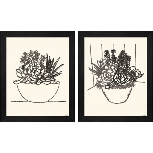 Succulent Basket by Stellar Design Studio, 2 Piece Black Framed Art Set