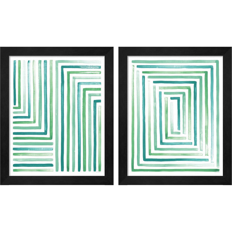 Sea Glass Sunset by Laura Marshall, 2 Piece Black Framed Art Set