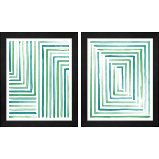 Sea Glass Sunset by Laura Marshall, 2 Piece Black Framed Art Set
