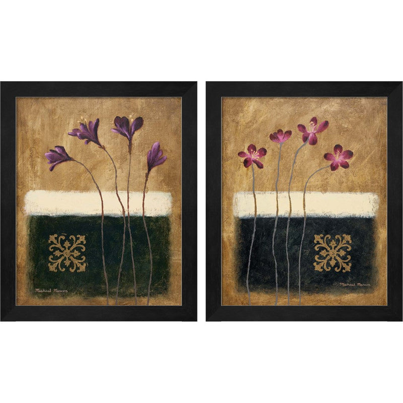 Color Field Blossom by Michael Marcon, 2 Piece Black Framed Art Set