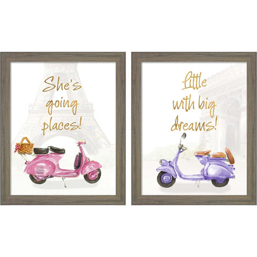 She's Going Places by Lanie Loreth, 2 Piece Rustic Gray Framed Art Set