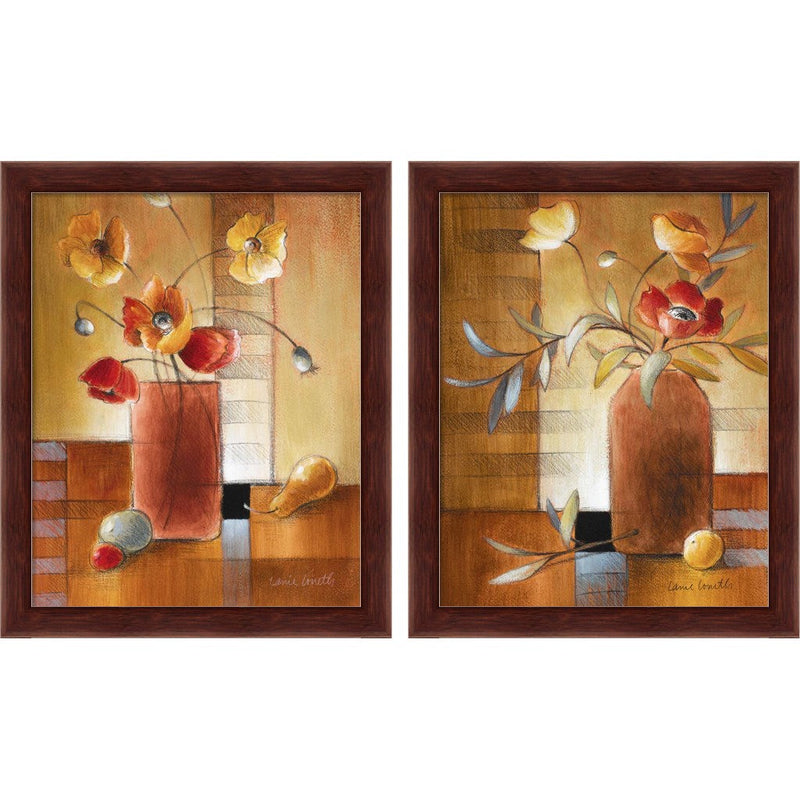 Afternoon Poppy Still Life by Lanie Loreth, 2 Piece Brown Framed Art Set