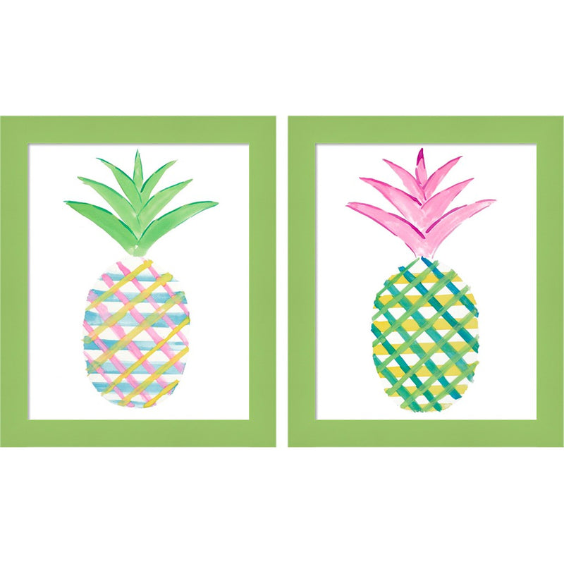 Punched Up Pineapple by Julie DeRice, 2 Piece Green Framed Art Set
