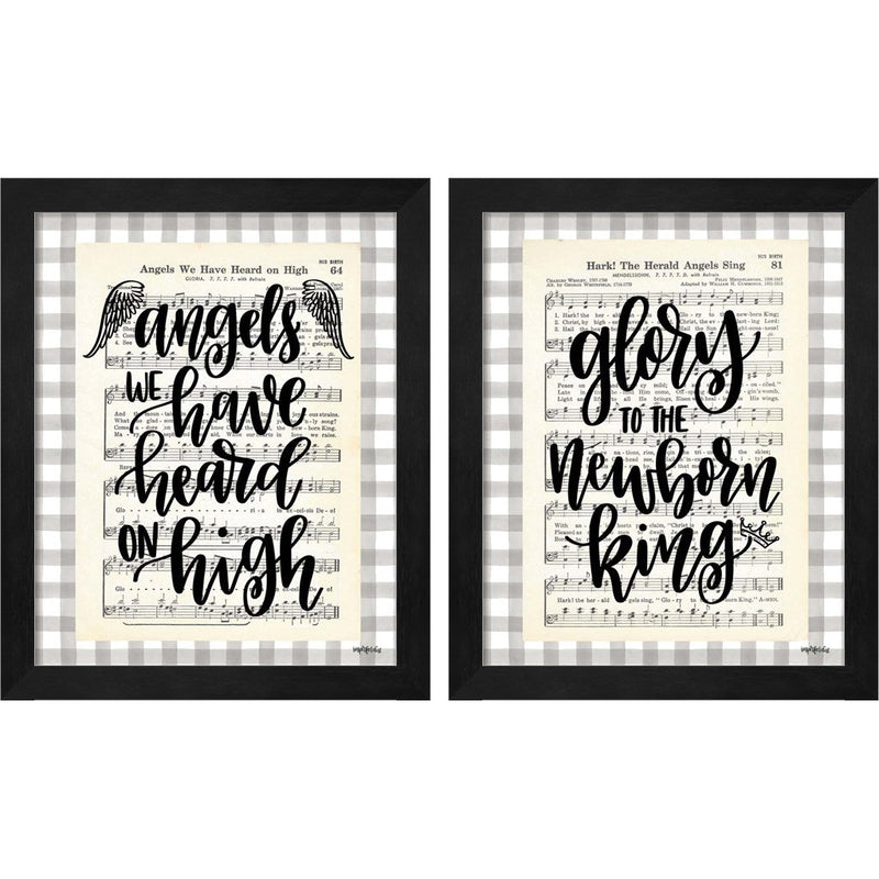 Angels We Have Heard & Glory to the Newborn King by Imperfect Dust, 2 Piece Black Framed Art Set