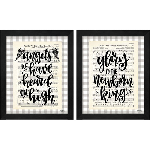 Angels We Have Heard & Glory to the Newborn King by Imperfect Dust, 2 Piece Black Framed Art Set