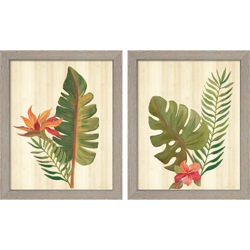 Tropical Garden C by Silvia Vassileva, 2 Piece Rustic White Framed Art Set