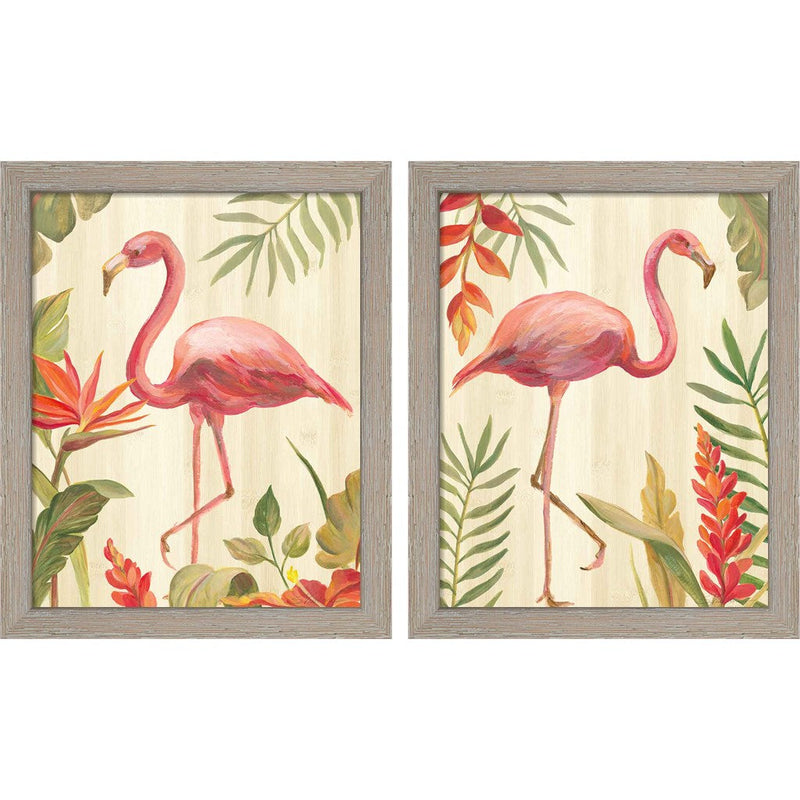 Tropical Garden B by Silvia Vassileva, 2 Piece Rustic White Framed Art Set