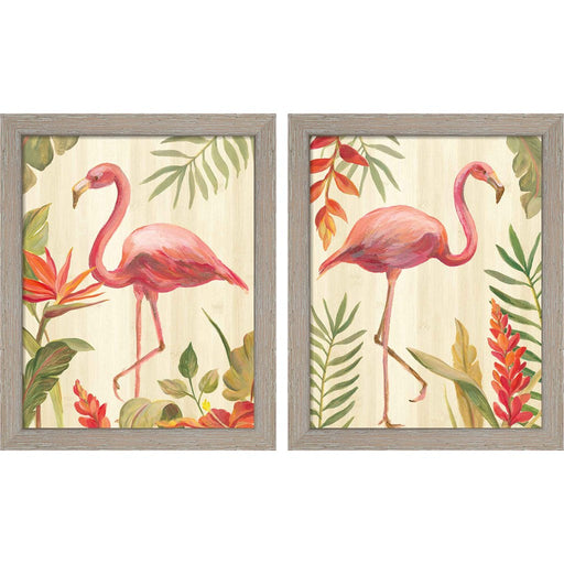 Tropical Garden B by Silvia Vassileva, 2 Piece Rustic White Framed Art Set
