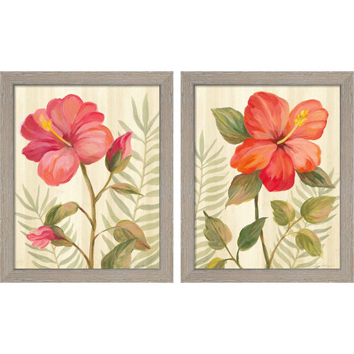 Tropical Garden A by Silvia Vassileva, 2 Piece Rustic White Framed Art Set