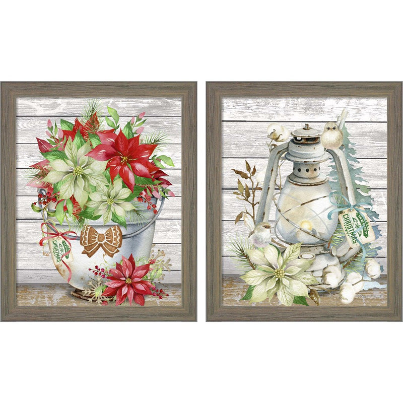 Christmas Love by Jean Plout, 2 Piece Rustic Gray Framed Art Set