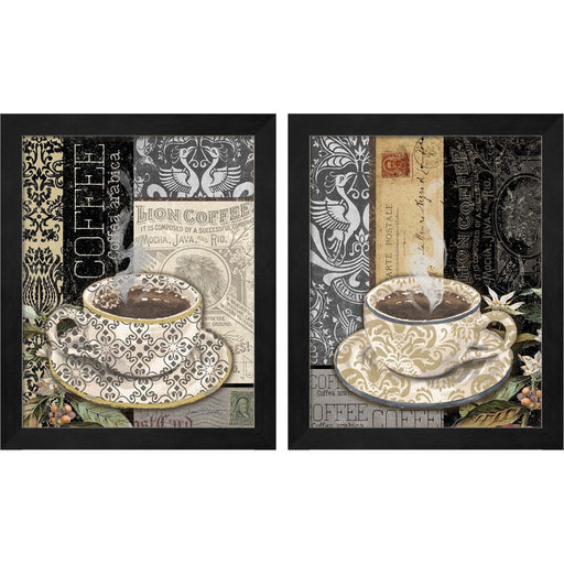 Lion Coffee by Jean Plout, 2 Piece Black Framed Art Set
