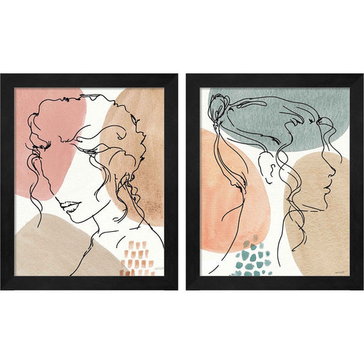 Soft Figures A by Anne Tavoletti, 2 Piece Black Framed Art Set