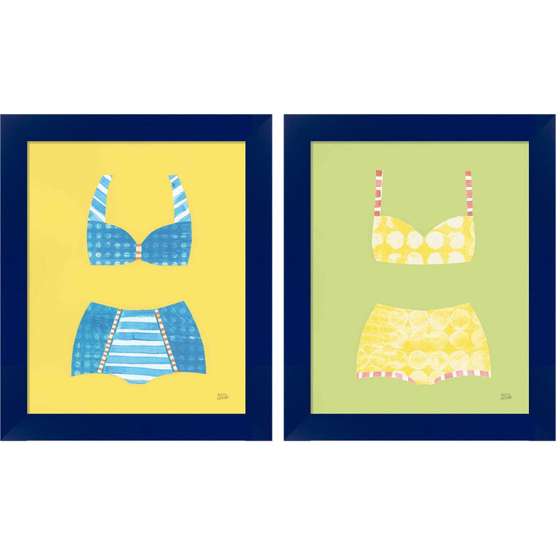 Bathing Beauties Pastel by Melissa Averinos, 2 Piece Blue Framed Art Set