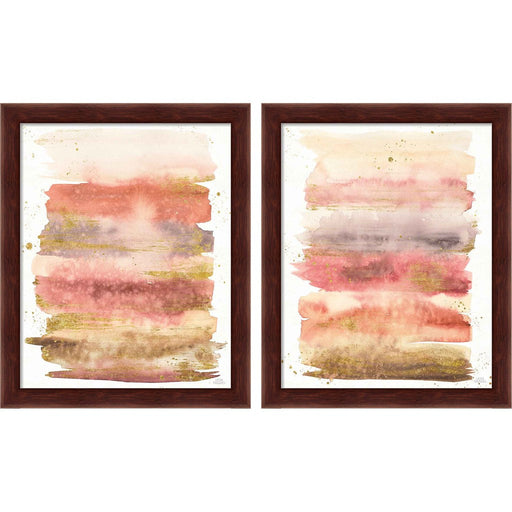 Desert Blooms Abstract by Laura Marshall, 2 Piece Brown Framed Art Set