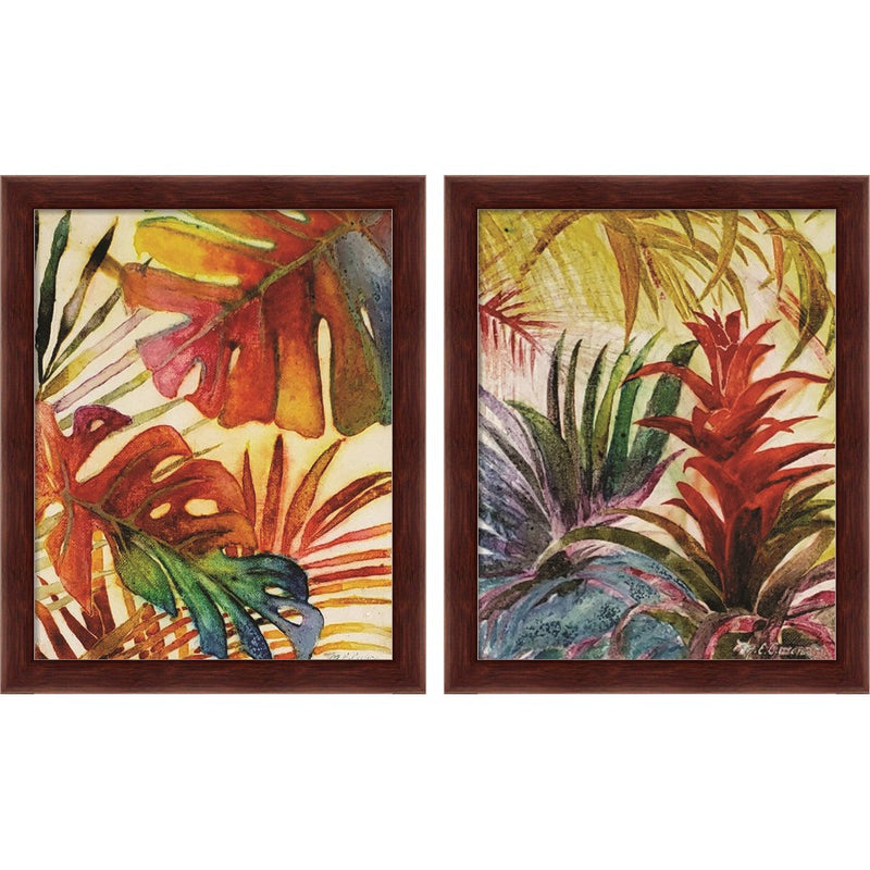Tropic Botanicals by Marie-Elaine Cusson, 2 Piece Brown Framed Art Set