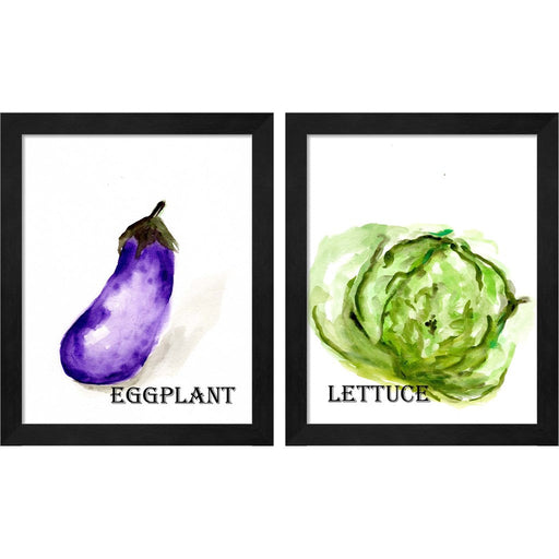 Veggie Sketch-Eggplant by Marcy Chapman, 2 Piece Black Framed Art Set