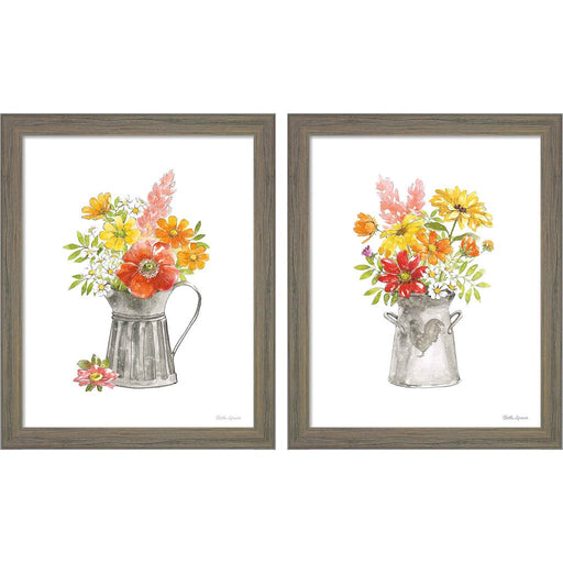 Farmhouse Floral White by Beth Grove, 2 Piece Rustic Gray Framed Art Set