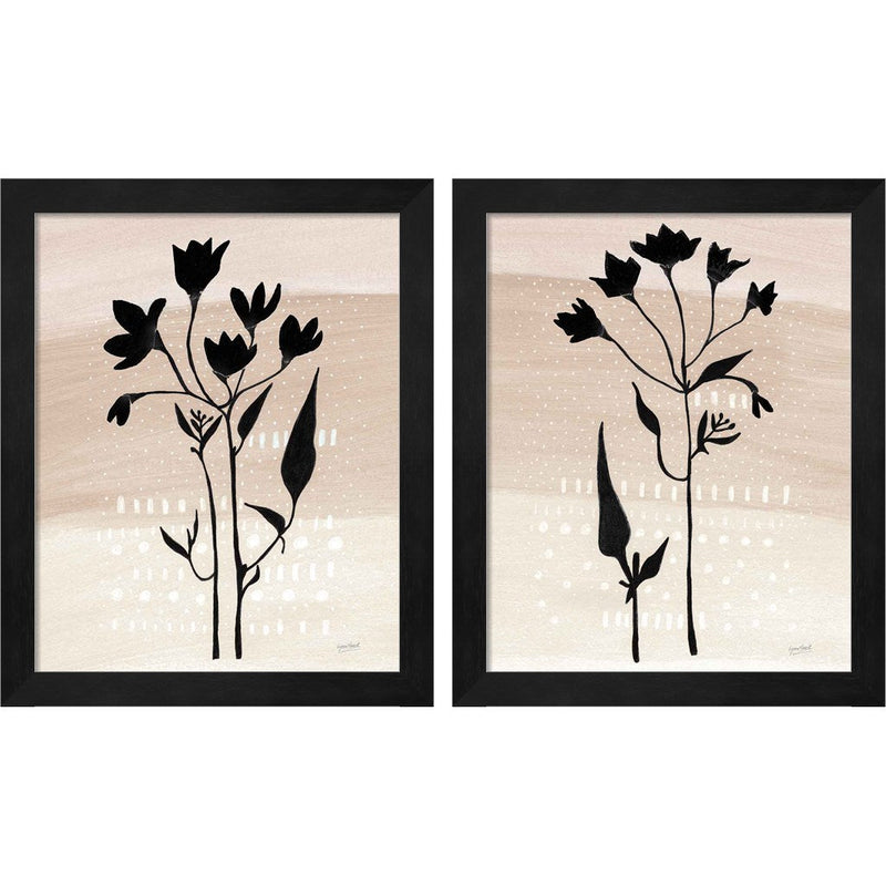 Jasmine Delight Neutral Crop by Lynn Mack, 2 Piece Black Framed Art Set