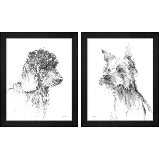 Labradoodle & Yorkshire Terrier Sketch by Avery Tillmon, 2 Piece Black Framed Art Set