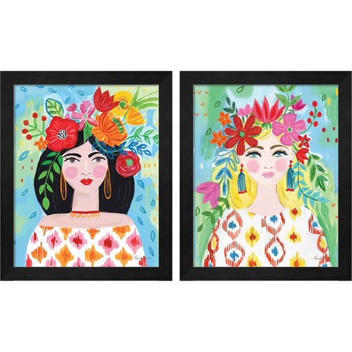 Boho Girl by Farida Zaman, 2 Piece Black Framed Art Set