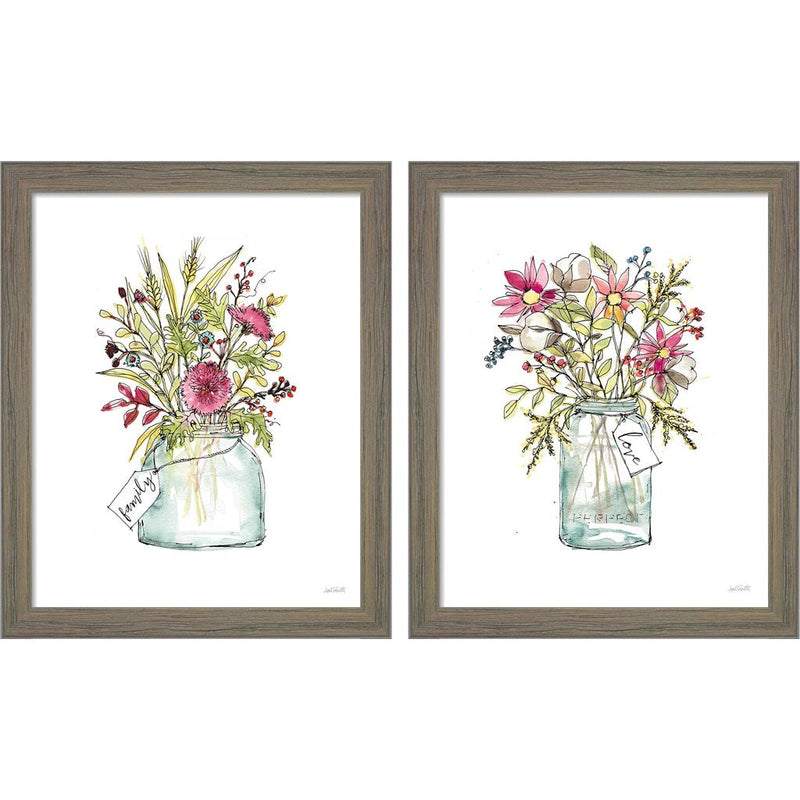 Festive Foliage Summer by Anne Tavoletti, 2 Piece Rustic Gray Framed Art Set