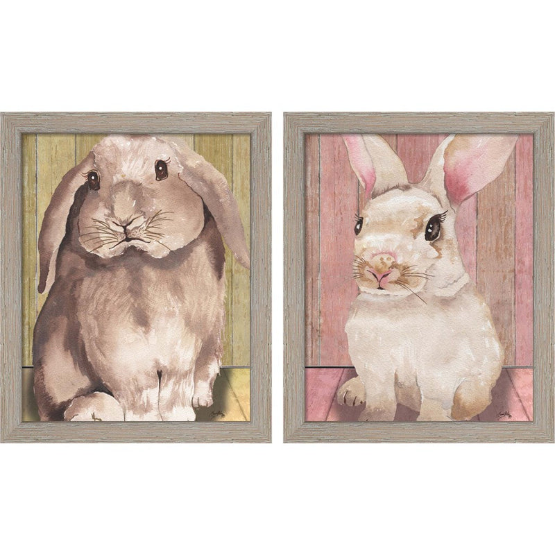 Bunny by Elizabeth Medley, 2 Piece Rustic White Framed Art Set