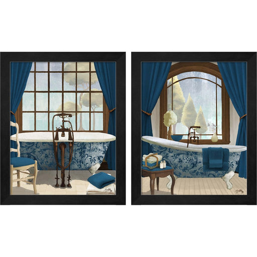 Blue View by Elizabeth Medley, 2 Piece Black Framed Art Set