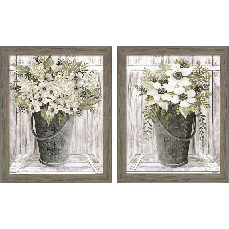 Galvanized Paris & Le Marche by Cindy Jacobs, 2 Piece Rustic Gray Framed Art Set