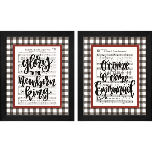 Glory to the Newborn King & O Come Emmanuel by Imperfect Dust, 2 Piece Black Framed Art Set
