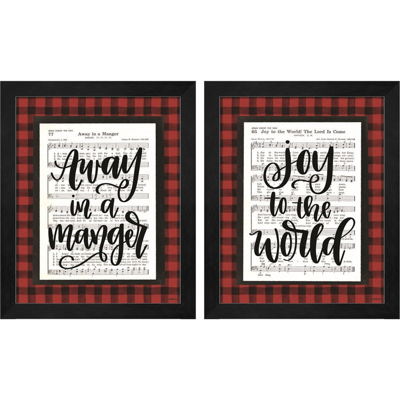 Away in a Manger &  Joy to the World by Imperfect Dust, 2 Piece Black Framed Art Set