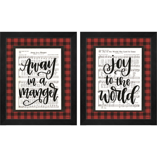 Away in a Manger &  Joy to the World by Imperfect Dust, 2 Piece Black Framed Art Set