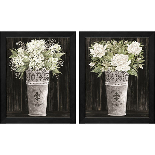 Punched Tin Floral by Cindy Jacobs, 2 Piece Black Framed Art Set