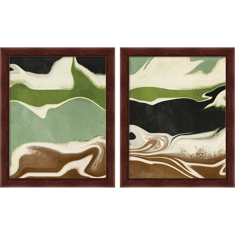 Organic Wave by Linda Woods, 2 Piece Brown Framed Art Set