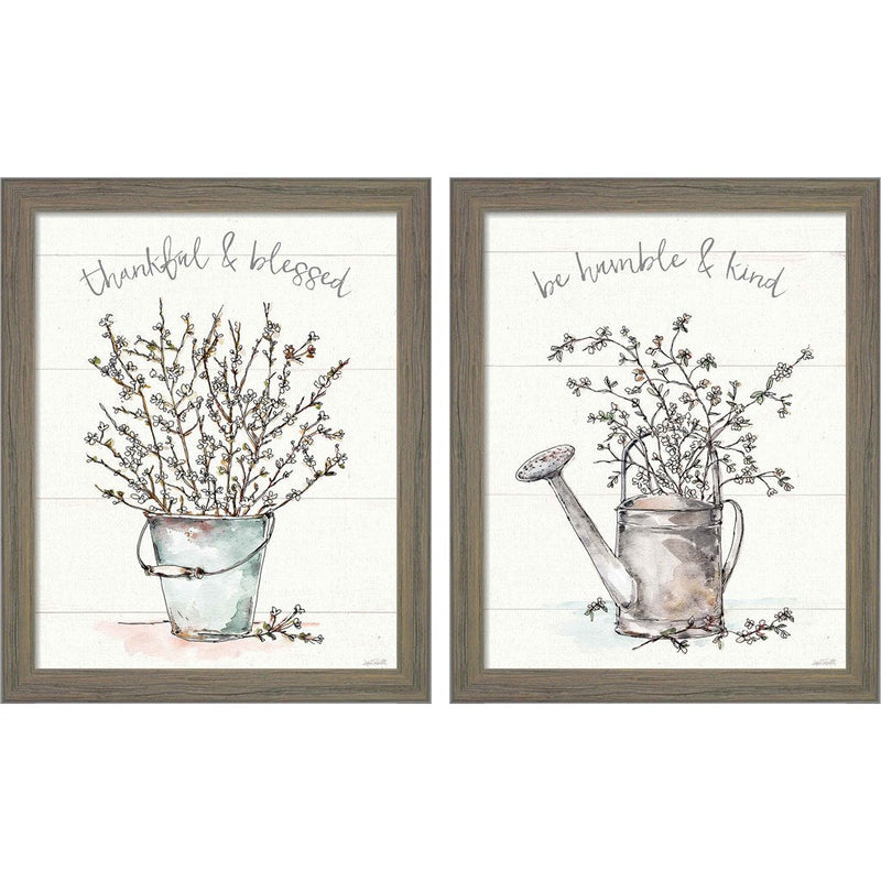 Country Love by Anne Tavoletti, 2 Piece Rustic Gray Framed Art Set